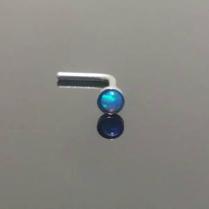 20g Blue Opal Nose Ring, Nose Ring, Nose Jewelry, Nose Piercing, Nose Stud, L shape
