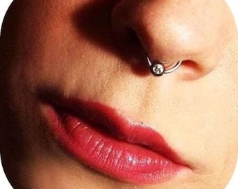Captive Bead Ring CBR 16g 8mm Diameter, with 3 mm Gem CZ Ball, Septum Ring, Tragus, Rook, Helix