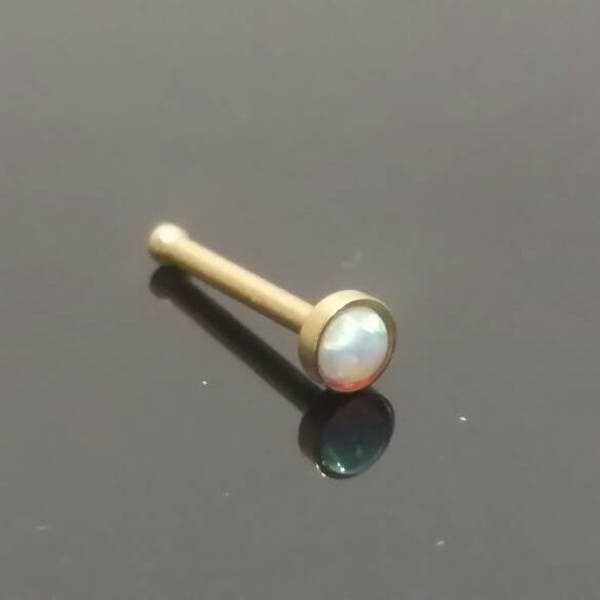 20g White Opal Rose Gold Nose Ring, Nose Bone, Nose Jewelry, Nose Piercing, Nose Stud, Rose Gold Nose Bone, Bone