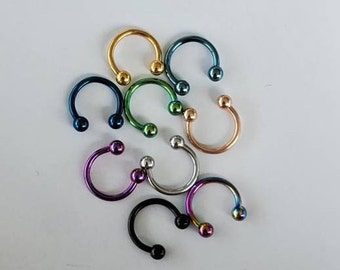 16g Septum Ring, 8mm, Blue, Light Blue, Purple, Rainbow, Black, Rose, Green, Oil, Gold Septum Ring