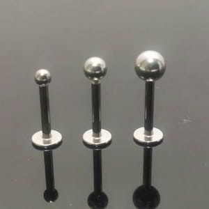18g Tragus Ring, 18g, 2mm 3mm 4mm Balls, Labret Studs, 6mm Small Flat Back, Fits Helix, Tragus, Labret, Ear, Cartilage