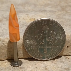 Labret 14g 10mm 3/8&quot; Long Light Orange Marble Acrylic Spike 5/8&quot; Long - High Quality. Party Body Jewelry
