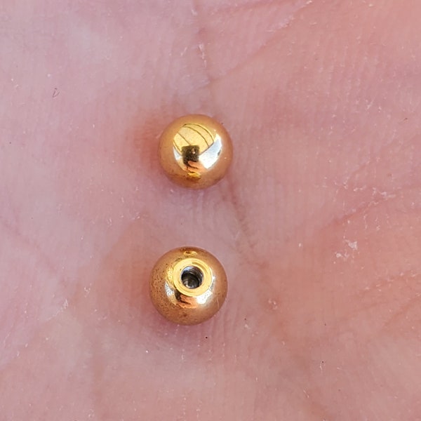 Gold Replacement Body Jewelry 18g 16g 14g Balls, 2mm, 2.5mm, 3mm, 4mm 316L Surgical Stainless Steel - Sold In packs of 2 per size.