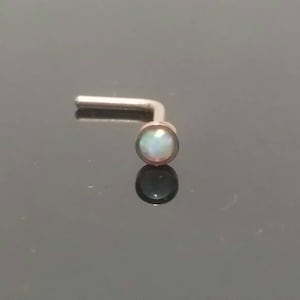 20g Opal Gold Nose Ring, Nose Ring, Nose Jewelry, Nose Piercing, Nose Stud, Gold Nose Bone, L shape