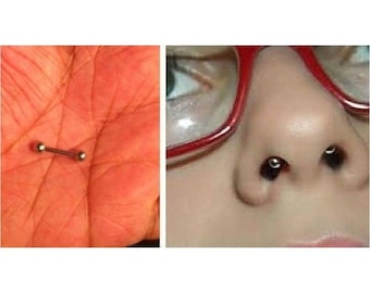 SEPTUM RETAINER BAR, 18g Septum Jewelry, Surgical Steel, 18g 8mm 3mm balls, Straight Barbell, Tragus, Rook, Helix