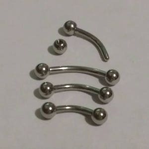 18g Eyebrow Ring, Curved Barbell, Surgical Steel, 18g x 6mm, 8mm, 10mm x 3mm Balls, Eyebrow, Rook, Daith, Tragus