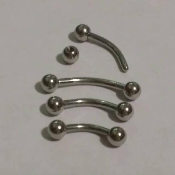 16g Eyebrow Ring, Curved Barbell, Surgical Steel, 16g x 6mm, 8mm, 10mm x 3mm Balls, Eyebrow, Rook, Daith, Tragus