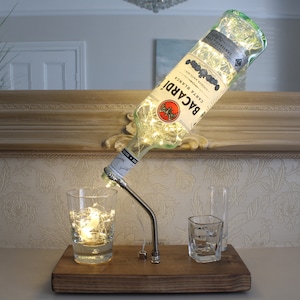 Bacardi Bottle Light (1L). Unique Lamp & Rum Lover Gift for The Home
