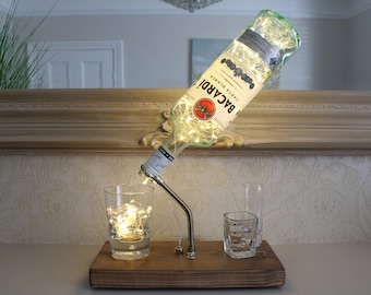 Bacardi Bottle Light (1L). Unique Lamp & Rum Lover Gift for The Home