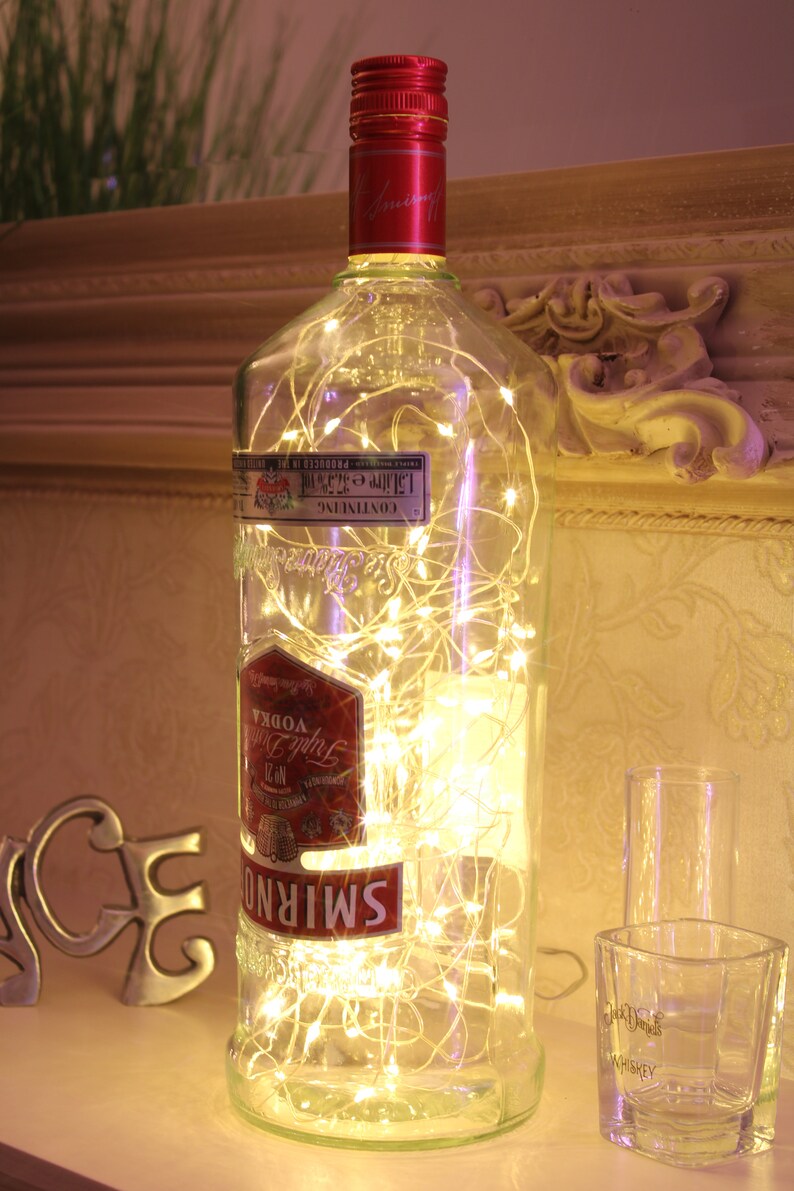 Smirnoff Bottle Light. Upcycled Vodka Bottle Lamp. Perfect Etsy