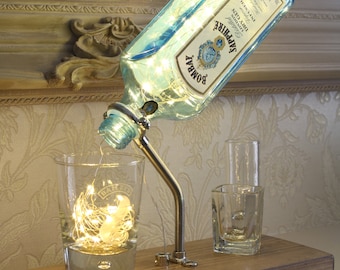Bombay Sapphire Bottle Light (70cl). Unique Lamp & Gin Lover Gift