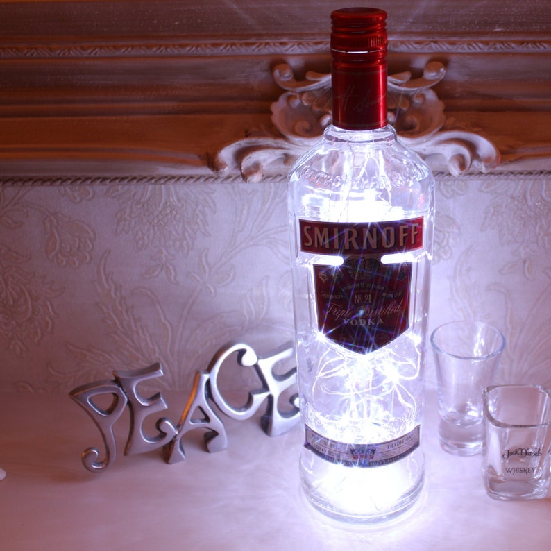 Upcycled Smirnoff Vodka Bottle Lamp. Perfect Mood Lighting Etsy