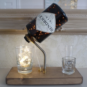 Hendrick's Bottle Light (70cl). Unique Lamp & Gin Lover Gift for The Home