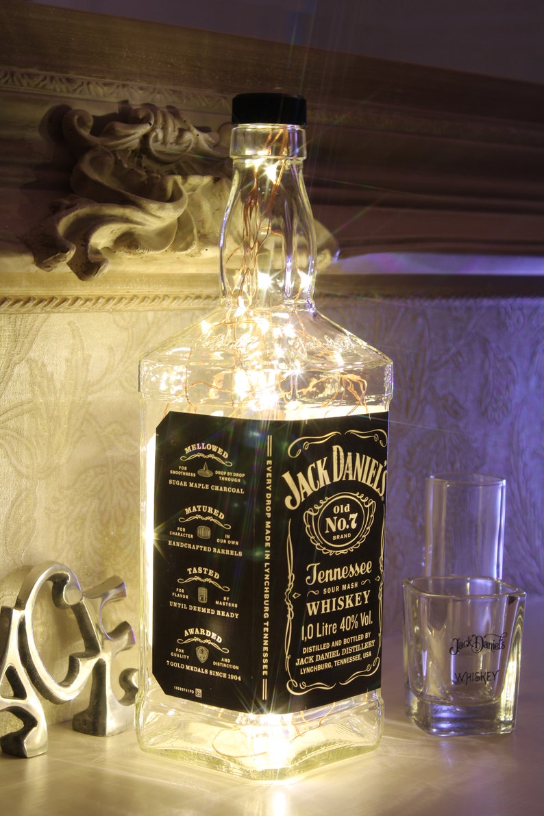 Jack Daniels Bottle Light. Upcycled Whiskey Bottle Lamp. Etsy