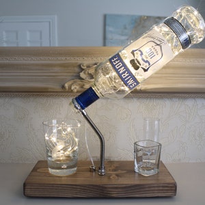 Smirnoff Blue Bottle Light (1L). Unique Lamp & Vodka Lover Gift for The Home