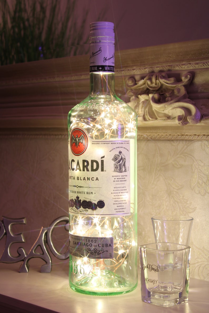 Bacardi Bottle Light. Upcycled Rum Bottle Lamp. Perfect Mood Etsy UK