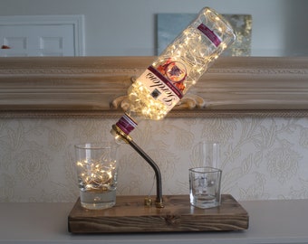 Upcycled Gordons Pink Gin Bottle Lamp: Unique Liquor Light
