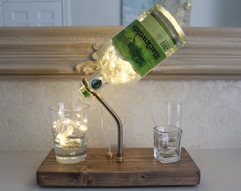 Blackwoods Gin Bottle Light (70cl). Unique Lamp & Gin Lover Gift for The Home