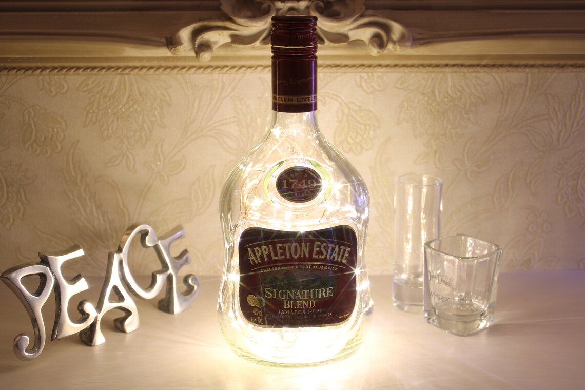 Appleton Estate Bottle Light. Upcycled Rum Bottle Lamp. Etsy