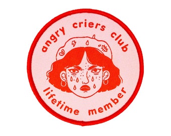 Angry Criers Club Embroidered Woven Iron On Patch Emotional Sensitive Patch