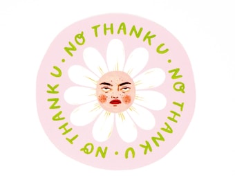 No Thank You Matte Flower Sticker Feminist