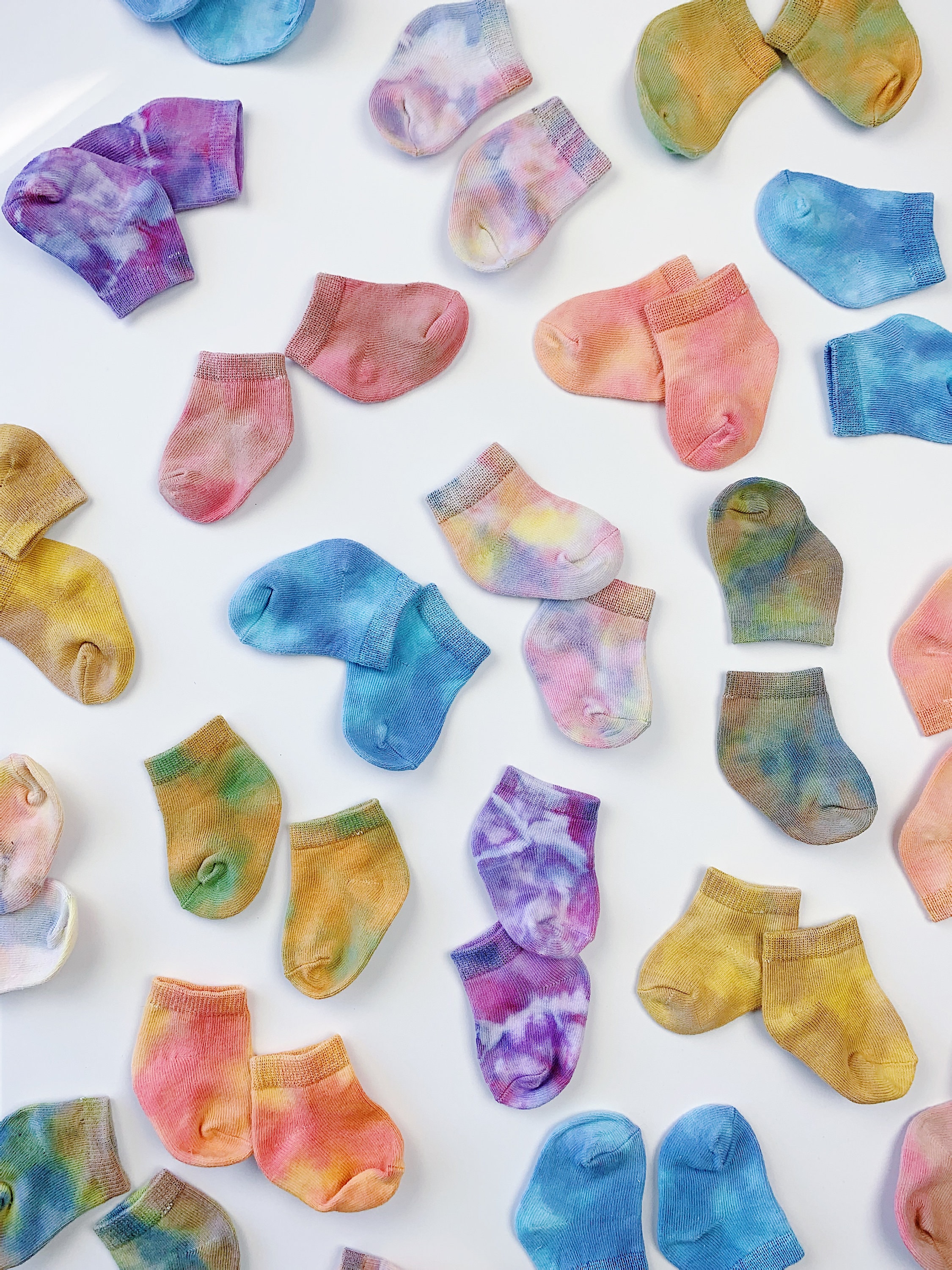 Organic Cotton Baby Socks Hand-Dyed Tie Dye Baby Clothes Baby Shower Gifts New Baby Gift Baby Girl Clothes Baby Boy Clothes
