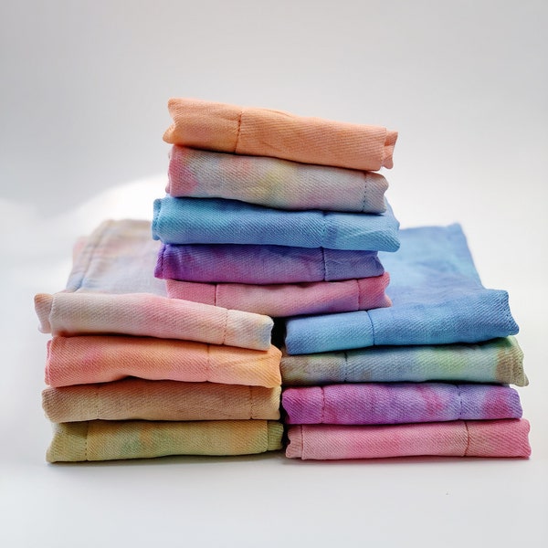 Organic Cotton Diaper Liners and Burp Clothes | Hand-Dyed | Tie Dye | Baby Clothes | Baby Shower Gifts | New Baby Gift | Reusable