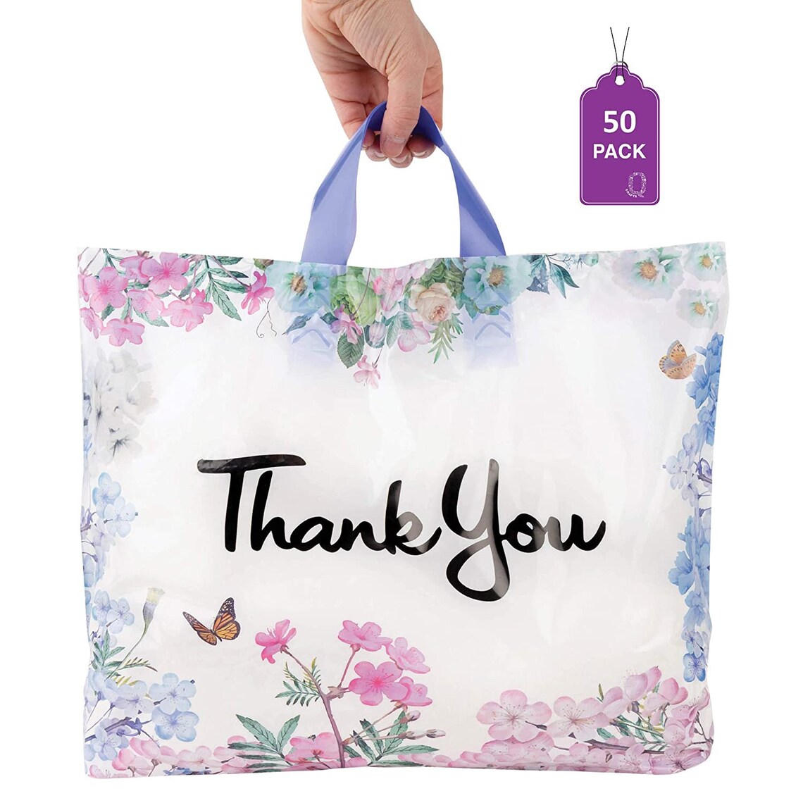 50pack 12x15 Thank You Shopping Bags for Business Floral Etsy
