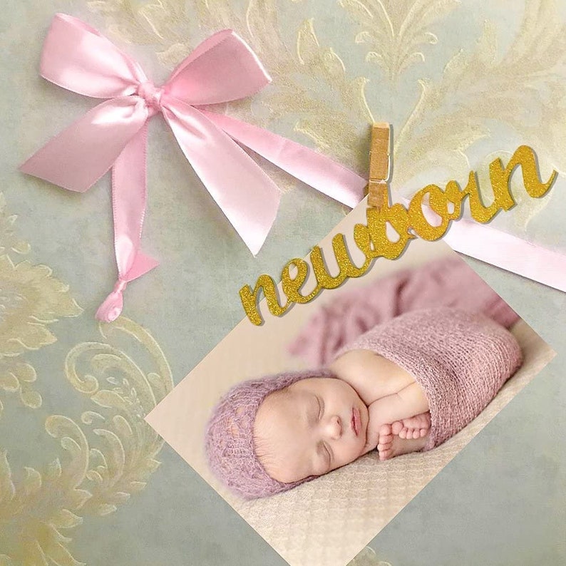 4 X 6 Inches 12 Month Photo Banner First Birthday Decoration Photo Banner for First Birthday Party Tiny Wooden Clothespins Glitter Cardstock