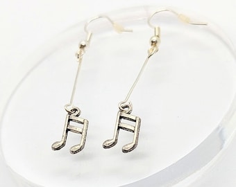 Musician Gift, Music Jewellery, Music Earrings, Silver Teacher Gift, Beam Note