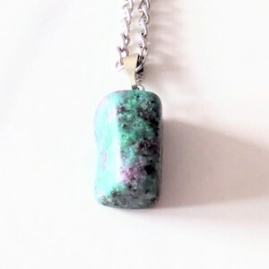 Ruby Pendant, Green Gemstone Jewellery, July Birthstone Gift, 40th Wedding Anniversary, Ruby Zoisite