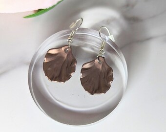 Seashell Earrings, Brown Shell Earrings, Seaside Jewellery, Textured Shell