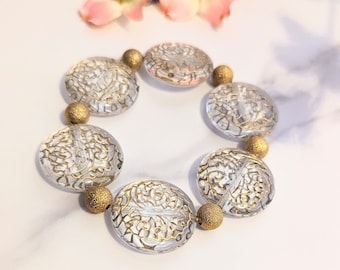 Coin Bracelet, Chunky Gold Bracelet, Chunky Beads, Coin Beads, Gypsy Jewellery