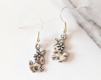 Bunny Earrings, Bunny Charm, Rabbit Earrings, Rabbit Charm