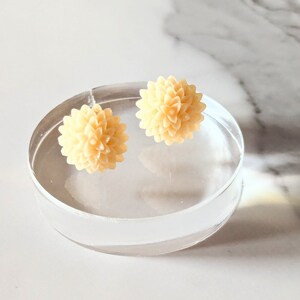 Cream Earrings, Flower Jewellery, Dahlia Stud Earrings, Flower Studs, Birthday Gift