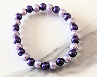 Faux Pearl Necklace, Statement Necklace, Faux Pearl Beads, Purple Faux Pearl Bracelet