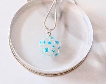 Silver Plated Millefiori Flower Necklace, Delicate Gift