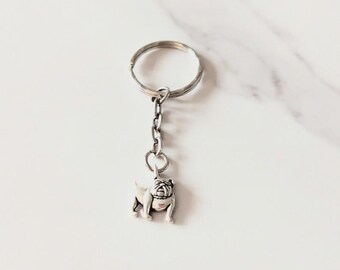 Silver Plated Bulldog Keyring – Dog Lover Gift