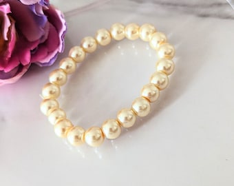 Faux Pearl Bracelet: Autumn Jewelry, Stretchy Elastic