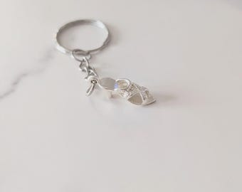 Silver Plated Shoe Charm Keyring, Heeled Bag Accessory