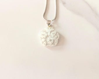 Millefiori Flower Pendant Necklace, Silver Plated Chain
