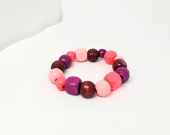 Chunky Bracelet, Wooden Bead Bracelet, Cube Jewellery, Bold Jewellery, Wooden Beads