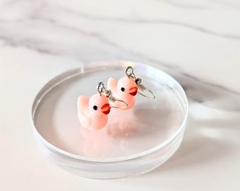 Pink Acrylic Duck Earrings – Fun Quirky Jewelry for Adults & Teens