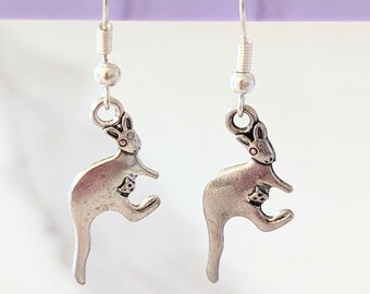 Kangaroo Earrings: Silver Plated Australian Animal Jewelry