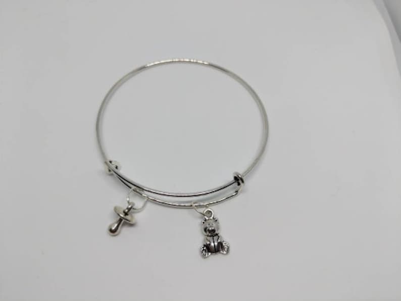 Silver plated expandable charm braceletbangle