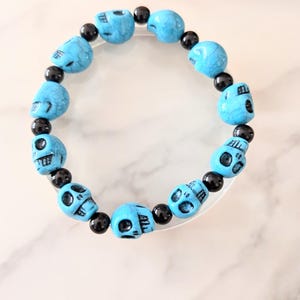 Turquoise Skull Bracelet, Gothic Bracelet, Gothic Skull, Unisex Skull Gift, Biker Gift, Alternative Fashion