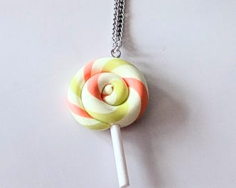 Colourful Lollipop Necklace in Orange, Yellow & White