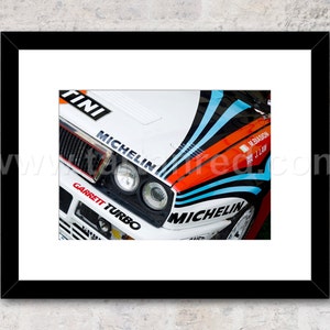 Print from original photograph of a Lancia Delta HF Integrale Martini Racing Group A Rally Car, Miki Biasion, Juha Kankkunen