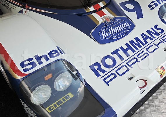 Canvas Print from Original Photograph of a Porsche 962 Rothmans Le Mans 24 Hour Racing Car, A2 or A1 Fine Art Giclee Canvas Print