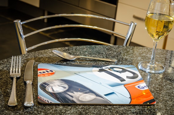 Dining Table Placemat, print from original photograph of a Porsche 917K, Le Mans 24h, 260mmx 200mm, High Gloss Finish